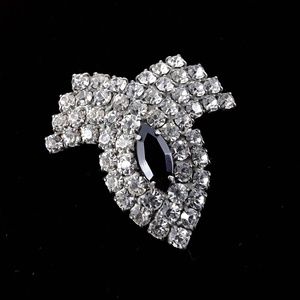 Rhinestone Brooch Clear Black Costume Jewelry Pin
